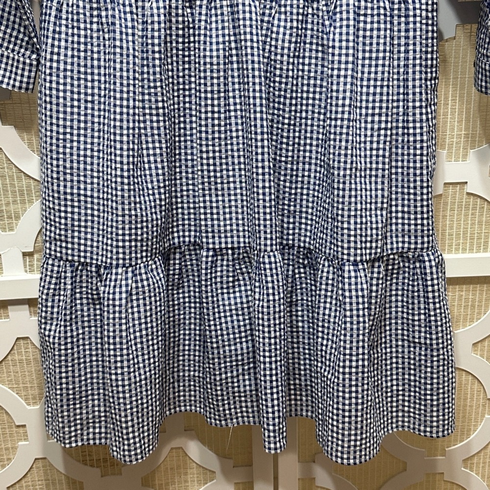Duffield Lane NEW Murphy Dress Womens XS Gingham Tiered Cotton Seersucker Preppy - Picture 5 of 15